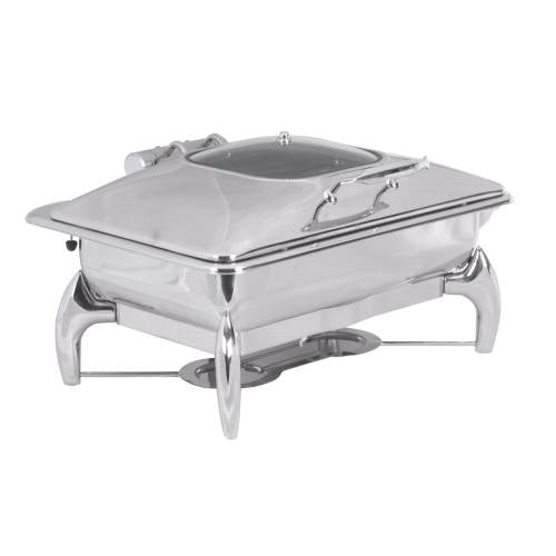 Chafing Dish Induction – Rectangular- Glass Lid - 9Lt