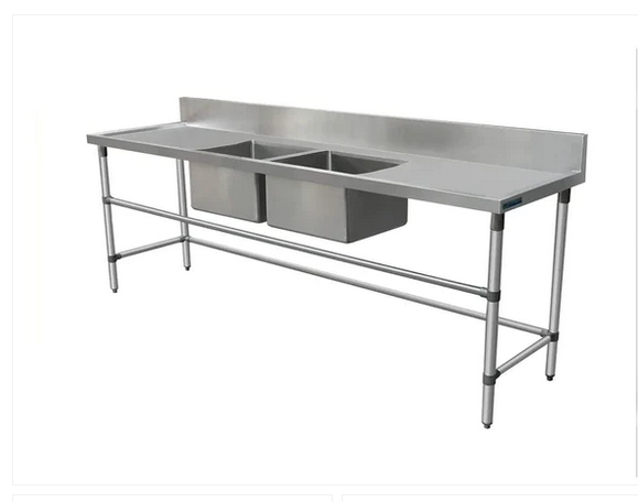 Double Pot Sink - 2300mm x 650mm x 900mm High - LHS & RHS Work Area