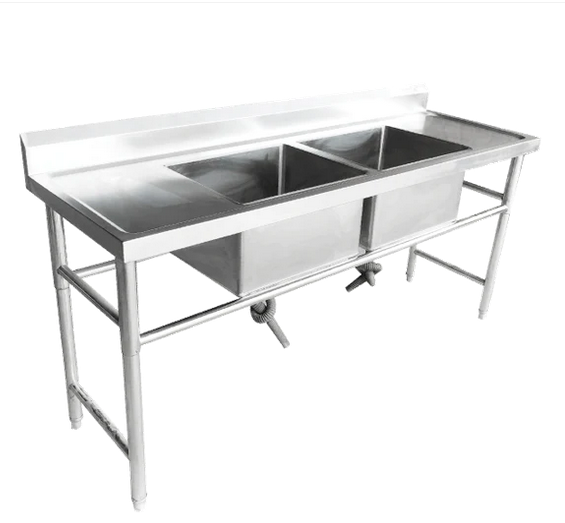 Double Bowl Sink - 1700mm x 700mm x 900mm High - LHS & RHS Work Area