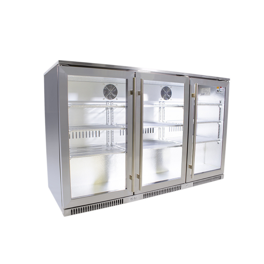 Triple Swing Door Under Counter Beverage Cooler - 300L S/Steel