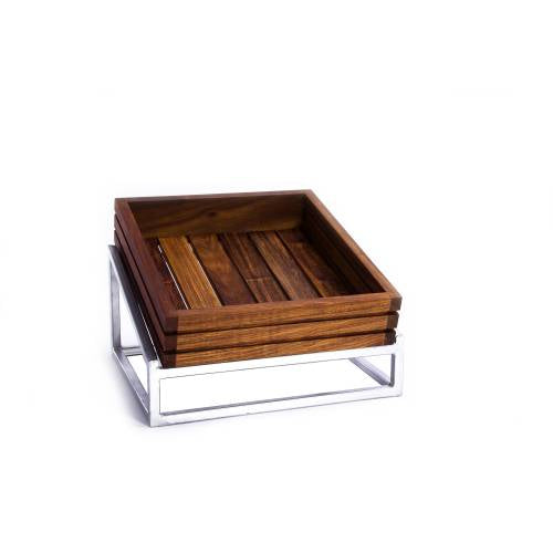 Wood Display Basket & Stand (330 x 300 x 70mm)