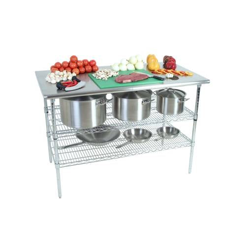 Work Table S/Steel - 2-Tier - Plain Top 1300 x 690 x 870mm