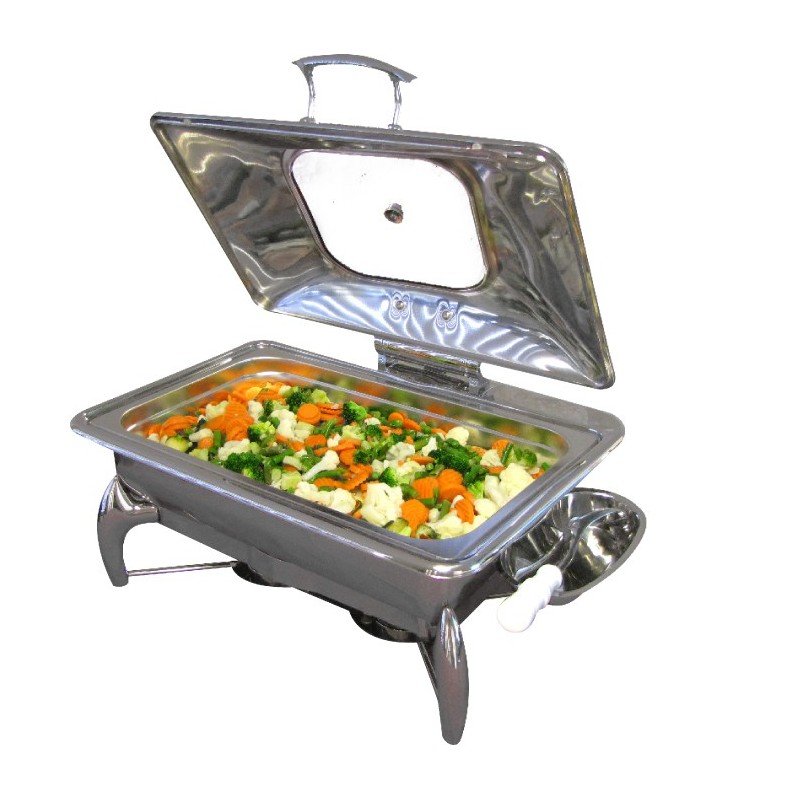 Chafing Dish Induction – Rectangular- Glass Lid - 9Lt