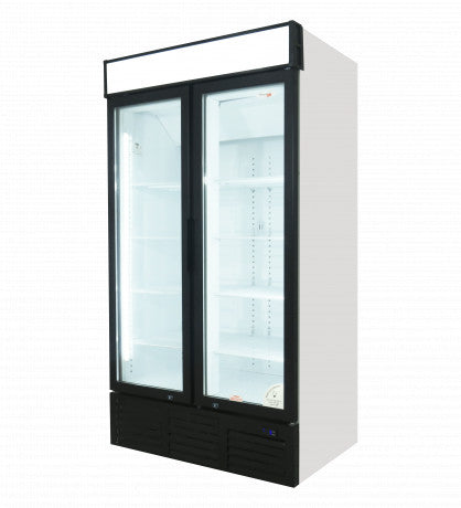 Beverage Cooler Hinged Double Door - 835 Lt - With Header Panel