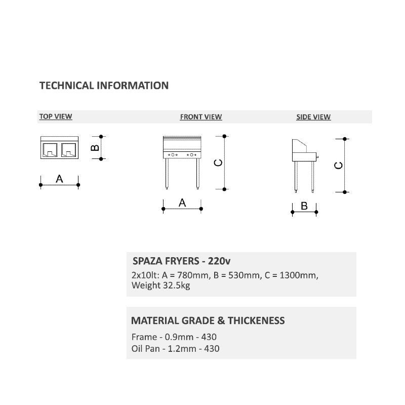 Spaza Fryer - Floor Standing - 2 x 10lt