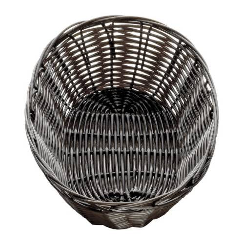 Bread Basket Woven Plastic Dark Brown Oblong – 230 X 100 X 45Mm