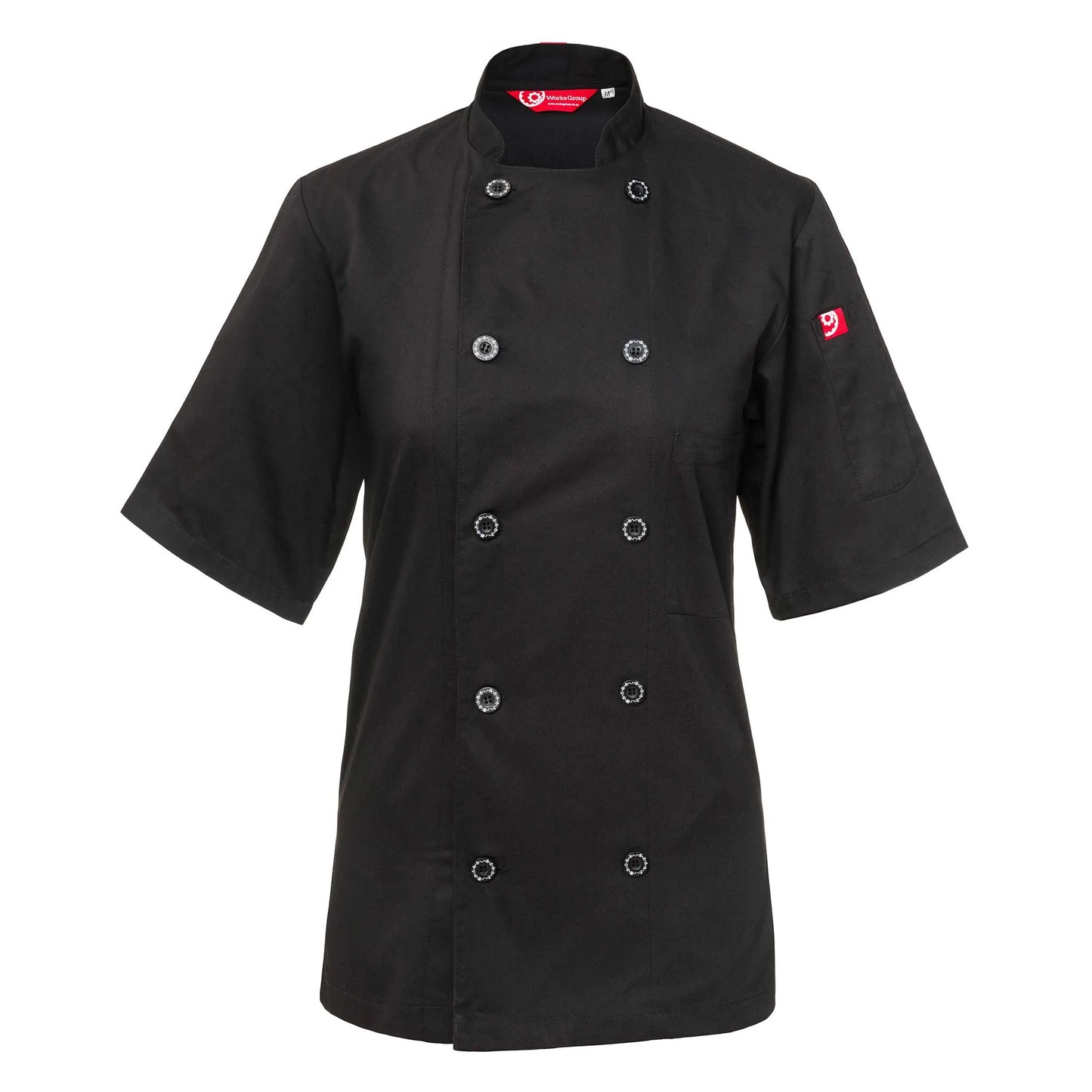 Short Sleeve Double-Breasted Chef Jacket (BLACK)