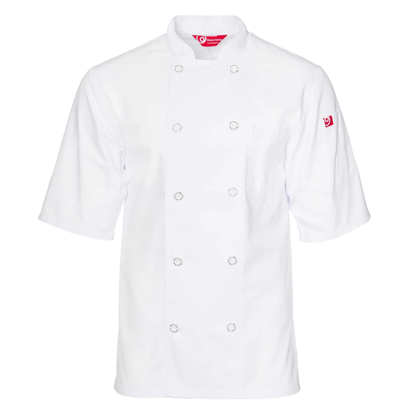 Short Sleeve Double-Breasted Chef Jacket (WHITE)