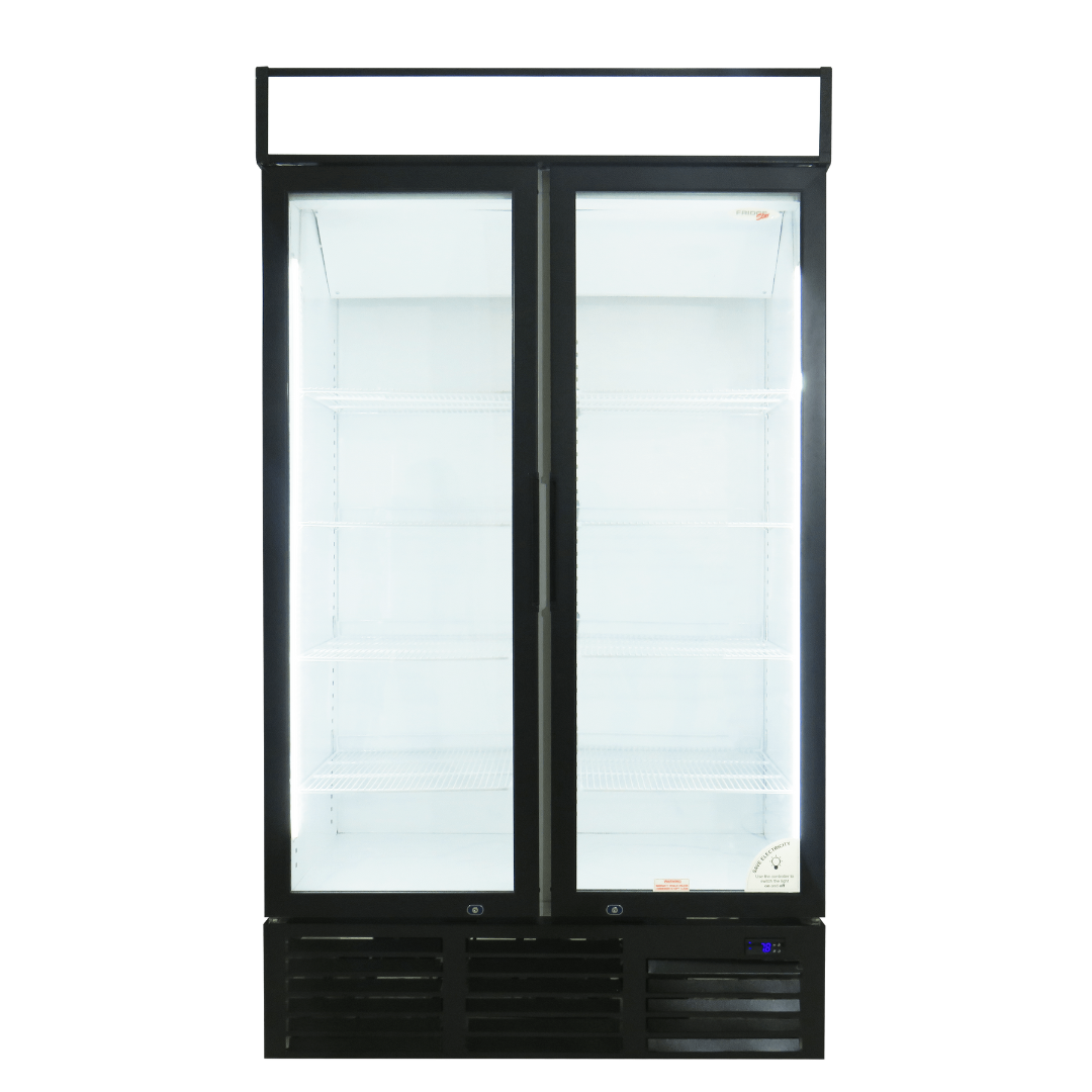 Beverage Cooler Hinged Double Door - 835 Lt - With Header Panel