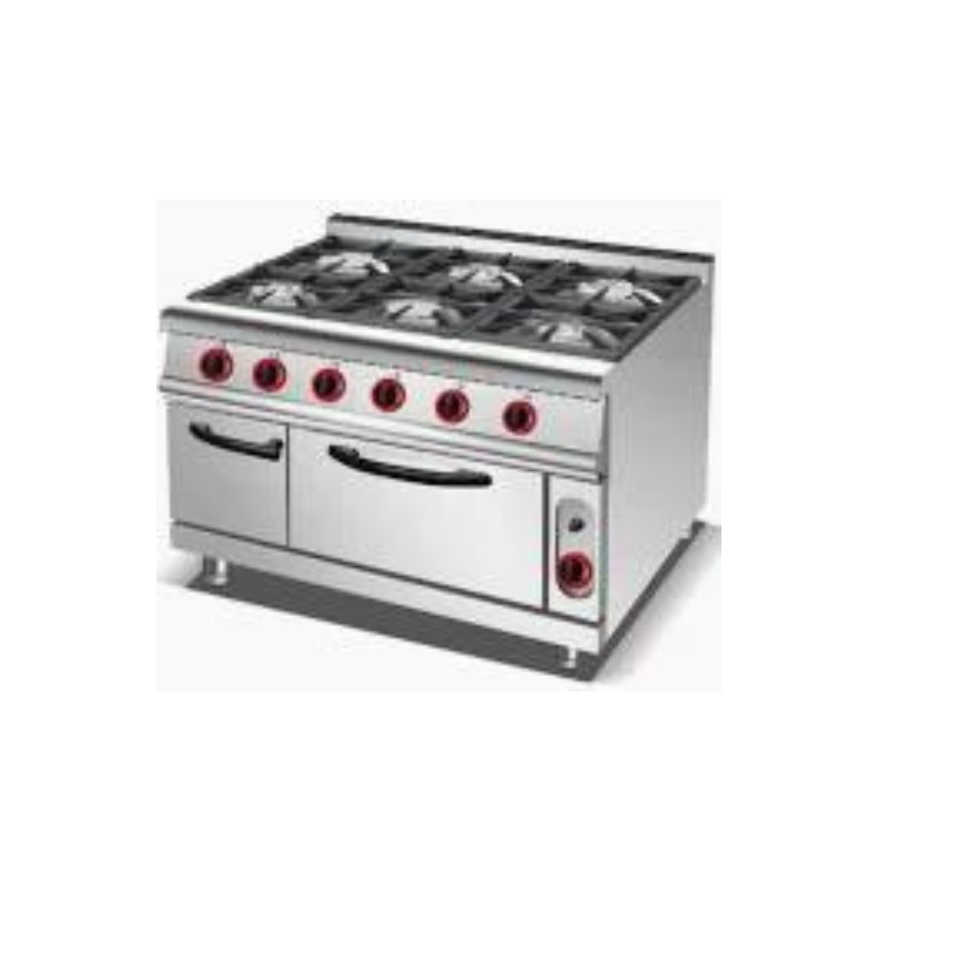 Stainless Steel 6-Burner Gas Range with Gas Oven