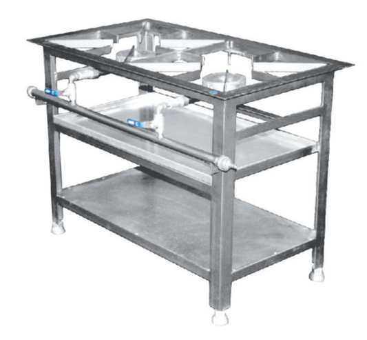 Boiling Table Gas - 2 Burner Straight - Mild steel